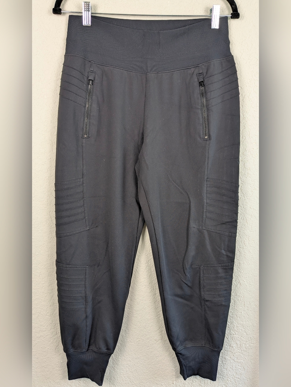 Athleta Venice Moto Jogger M Black Zippered Pockets Excellent Condition